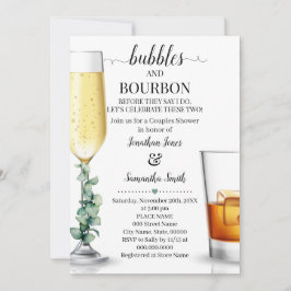 Bubbles & Bourbon innan jag duschar Grey Invi Inbjudningar
