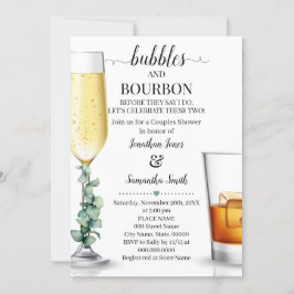 Bubbles & Bourbon innan jag duschar Grey Invi Inbjudningar