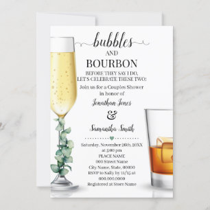 Bubbles & Bourbon innan jag duschar Grey Invi Inbjudningar