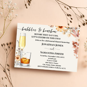 Bubbles & Bourbon Par Shower Fall Wildblommor Inbjudningar