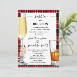 Bubbles & Bourbon Winter Buffalo Plaid Shower Inbjudningar