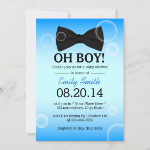 Bubbles & Bow Tie Boy Shower Inbjudningar