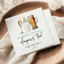Bubbles Brews and Diapers Too! Baby Shower Pappersservett