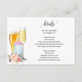 Bubbles & Brews before Baby due Rosa Baby Shower Tilläggskort