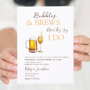 Bubbles & Brews Cocktail Modern Par Shower Inbjudningar