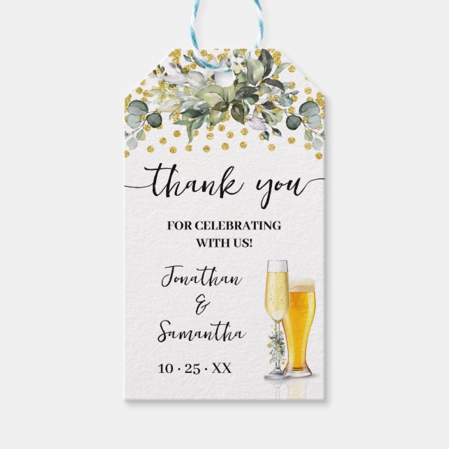 Bubbles & Brews Eucalyptus Guld Tack favor Presentetikett (Framsidan)