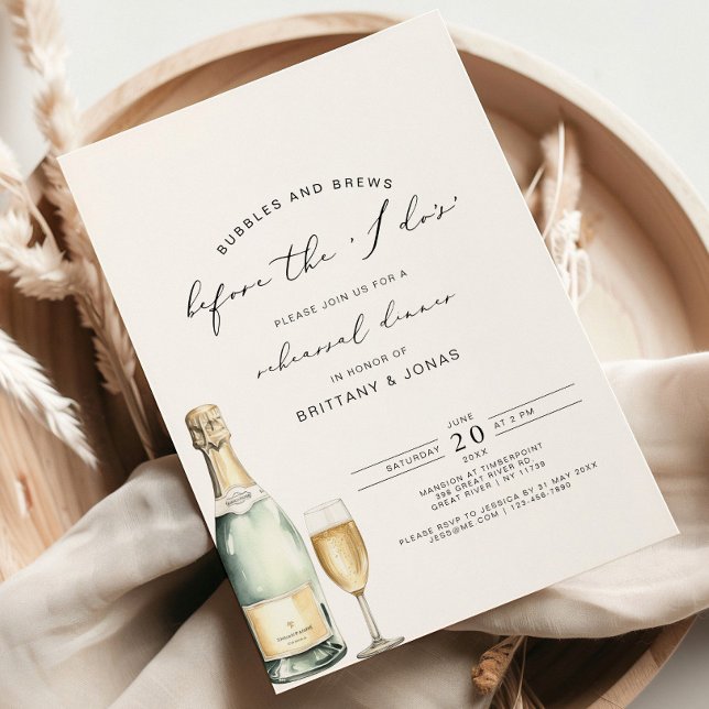 Bubbles & Brews före i do Rehearsal Dinner Inbjudningar (Skapare uppladdad)