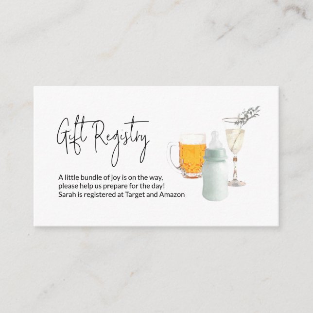 Bubbles & Brews i registret för babyskor Tilläggskort (Framsida)