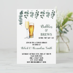 Bubbles & Brews Par Möhippa Eucalyptus Inbjudningar