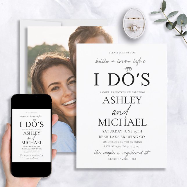 Bubbles & Brews Simple Script Photo Shower Inbjudningar (Skapare uppladdad)