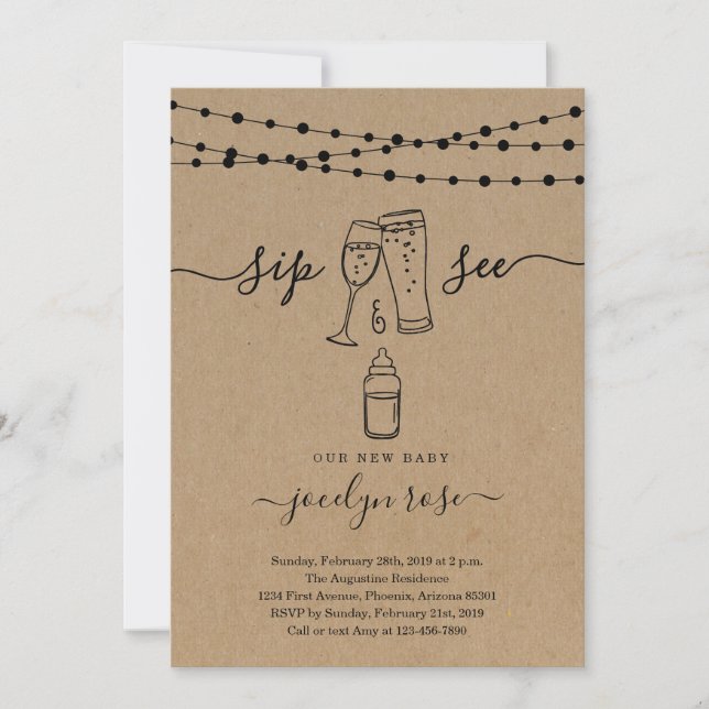 Bubbles & Brews Sip & Se Inbjudningar (Framsida)