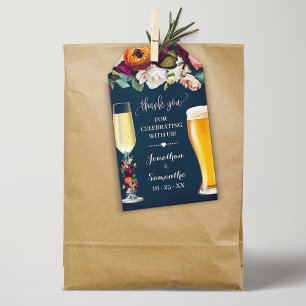 Bubbles & Brews Vin Burgundy Navy Möhippa Presentetikett
