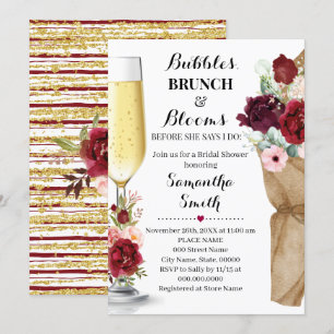 Bubbles Brunch & Blooms Marsala Möhippa Invi Inbjudningar