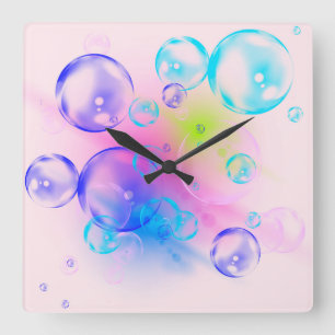 BUBBLES - Colorful Abstrakt Image of Fractal Art - Fyrkantig Klocka