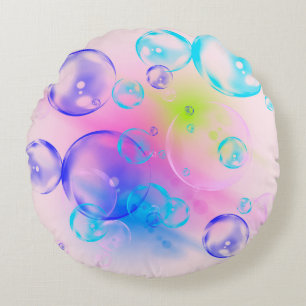 BUBBLES - Colorful Bubbles För barn - Rund Kudde