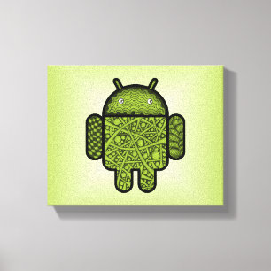Bubbles Doodle-tecken för Android™-roboten Canvastryck