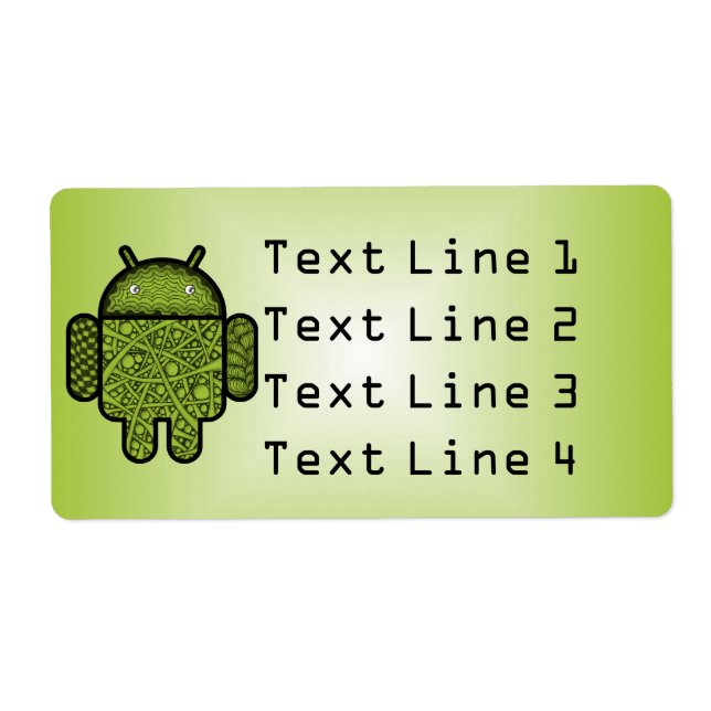 Bubbles Doodle-tecken för Android™-roboten Fraktsedel (Framsidan)