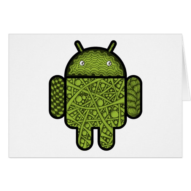 Bubbles Doodle-tecken för Android™-roboten Hälsningskort (Framsidan Horizontal)