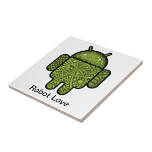 Bubbles Doodle-tecken för Android™-roboten Kakelplatta