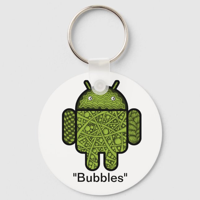 Bubbles Doodle-tecken för Android™-roboten Nyckelring (Framsida)