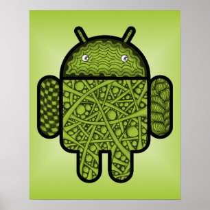 Bubbles Doodle-tecken för Android™-roboten Poster