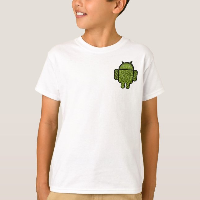 Bubbles Doodle-tecken för Android™-roboten Tee Shirt (Framsida)