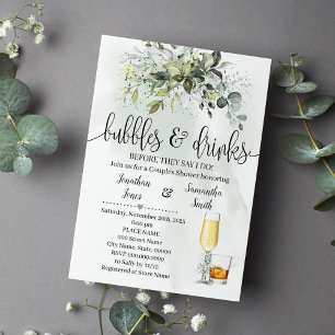 Bubbles & Drinks Möhippa Eucalyptus Greenery Inbjudningar