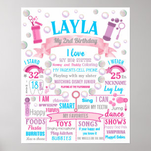 Bubbles-Födelsedagsfest-skylt poster