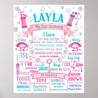 Bubbles-Födelsedagsfest-skylt poster