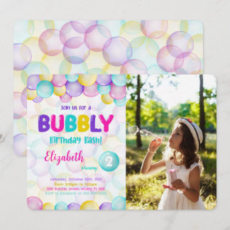 Bubbles födelsedagsfotoinbjudan inbjudningar