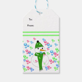 Bubbles från snögubbe presentetikett