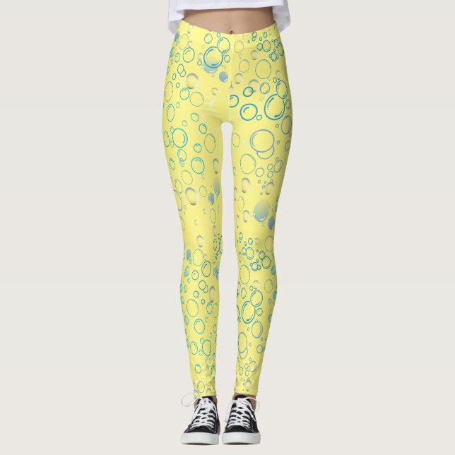 Bubbles mönster 01 Lyellow BG Leggings (Framsida)