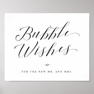 Bubbles Newlyed Send Off Calligraphy Bröllop-tecke Poster