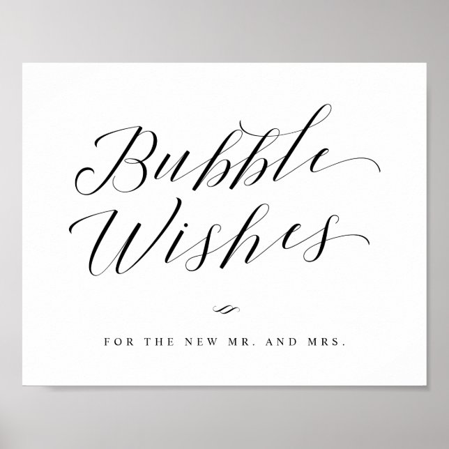 Bubbles Newlyed Send Off Calligraphy Bröllop-tecke Poster (Framsidan)