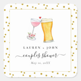 Bubbles och Brew Par dusch Fyrkantigt Klistermärke