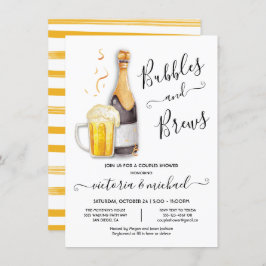 Bubbles och Brews Par Shower champagne Inbjudningar