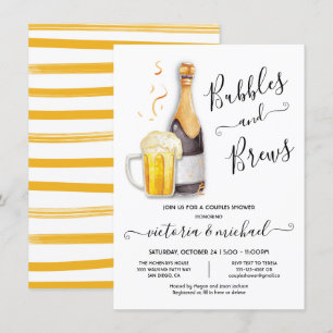 Bubbles och Brews Par Shower champagne Inbjudningar