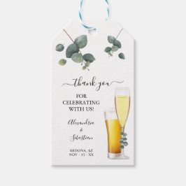 Bubbles och Brews Tack Eucalyptus Bröllop Presentetikett