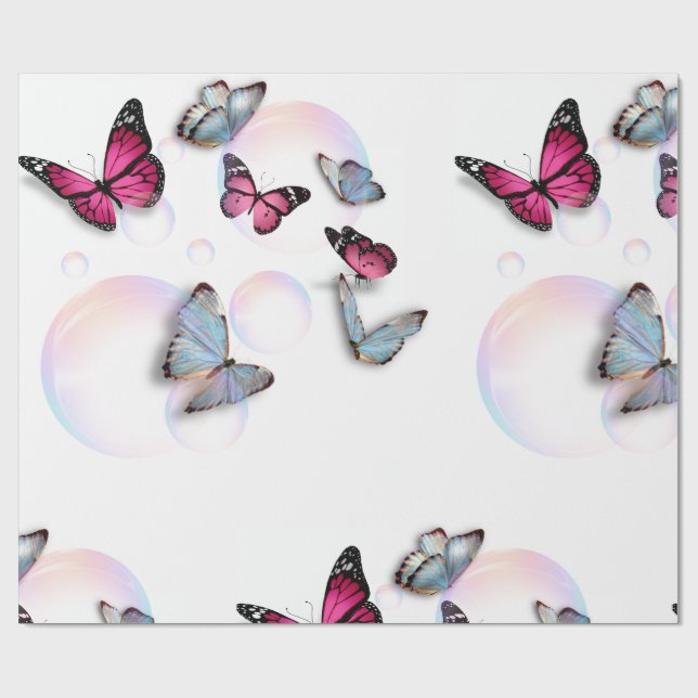 Bubbles och Butterflies Presentpapper (Platt)