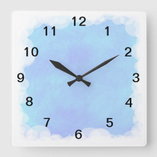 Bubbles och Clouds Wall Clock från blå himmel Fyrkantig Klocka