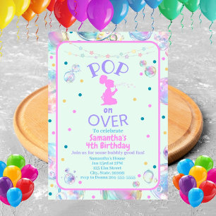 Bubbles Pastel Birthday-inbjudan Inbjudningar