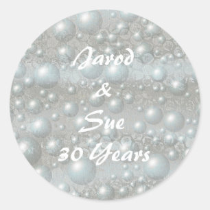 Bubbles Pearls Silver Blue Anniury Stickers Runt Klistermärke