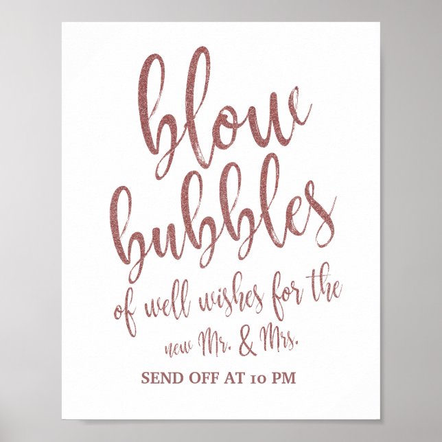 Bubbles Send Off Ro Guld Glitter 8 x 10 Sign Poster (Framsidan)