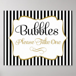 Bubbles Sign Black Guld Rand Poster