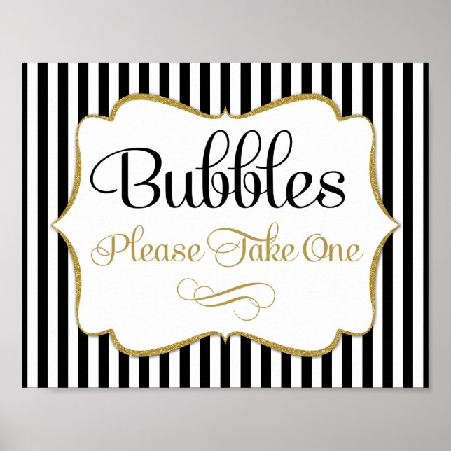 Bubbles Sign Black Guld Rand Poster (Framsidan)