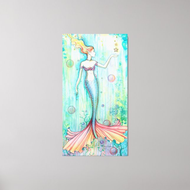 Bubbles Siren Fantasy Konst av Molly Harrison Canvastryck (Framsida)