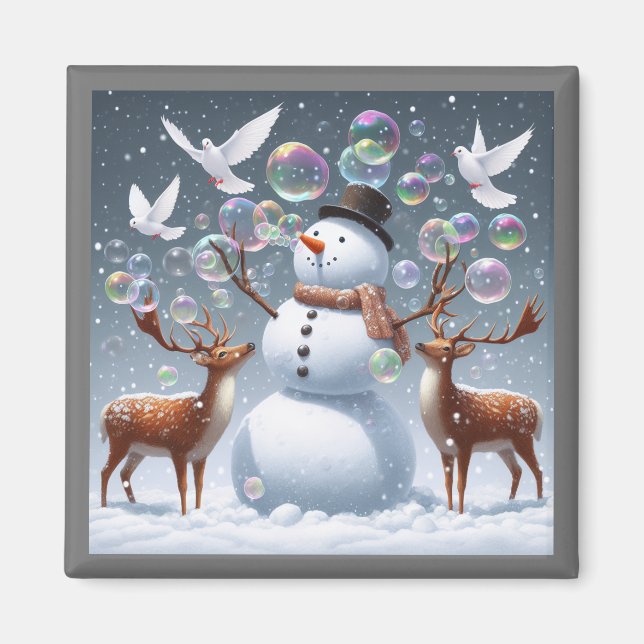 Bubbles Snögubbe Magnet (Framsidan)