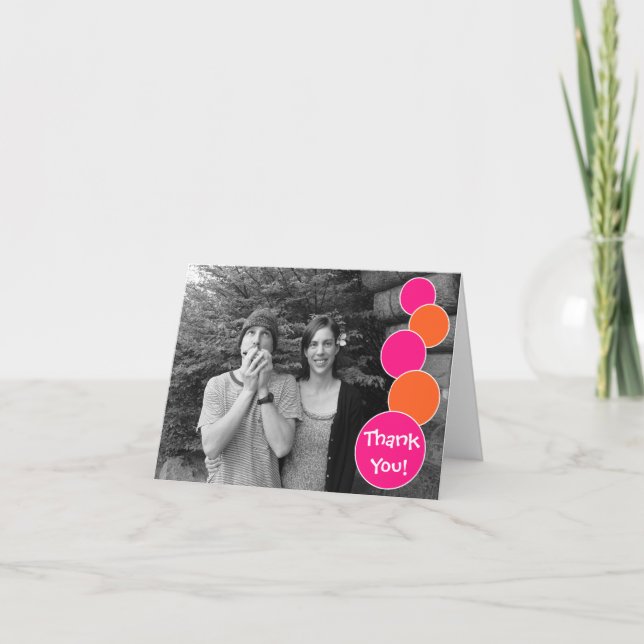 Bubbles Tacksamhetskort (varmrosa / orange) Tack Kort (Framsida)