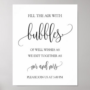 Bubbles-tecken för bröllop / Nytt Bord-övertecken Poster