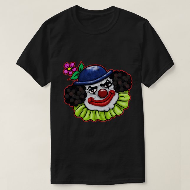 Bubbles the Creepy Clown | Halloween-Roligt T Shirt (Design framsida)